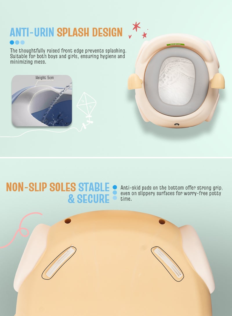 بيبي مقعد تدريب على استخدام المرحاض للأطفال من ويسترن تواليت مع غطاء إغلاق، صينية، ضوء وفرشاة تنظيف | كرسي مرحاض للأطفال | مقعد تدريب على استخدام المرحاض للأطفال الصغار من عمر سنة إلى ثلاث سنوات، لون أصفر - Image 5