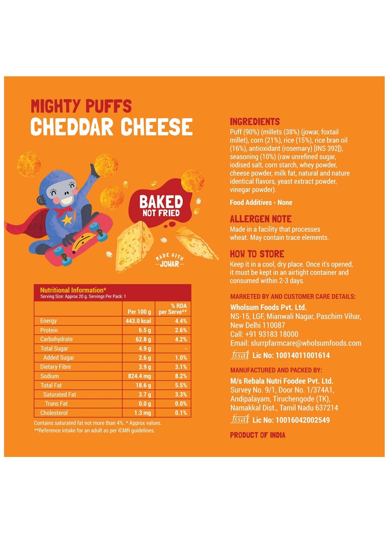 Slurrp Farm Mighty Jowar Puffs Khatta Meetha Mild Masala And Cheddar Cheese 6 x 20g  - Image 3