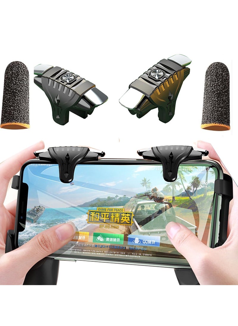 ماركة غير محددة مشغل ألعاب عالي التقنية، زرين لوحدة تحكم Pubg Mobile، العب الآن بأربعة أصابع، (L1 R1) iOS، Android، معظم الهواتف/أجهزة iPad، زر معدني، يدعم COD/PUBG/FORTNITE والعديد من الألعاب الأخرى (F01)  - Image 1