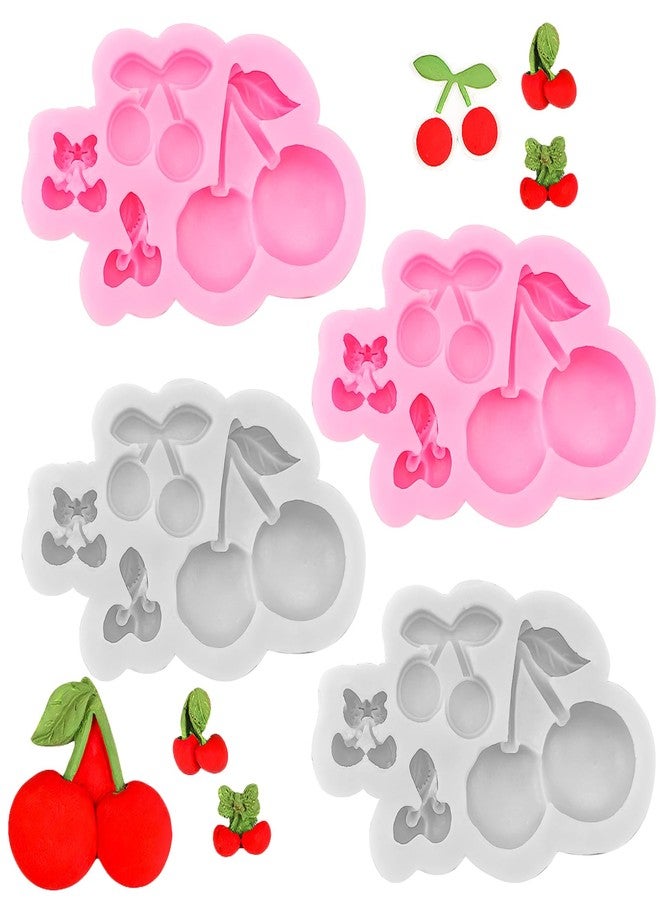 Arvintas 4PCS Cherry Silicone Molds, Cute Chocolate Molds, Cherry Leaves Fondant Mold for Fruit Cake Decorating Cupcake Topper Gum Paste Candy Polymer Clay - Image 1