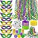 MGparty 216 PCS Mardi Gras Accessories Masks Beads Necklaces Coins Tattoos Bracelets Carnival Parade Masquerade Party Decorations Supplies - Image 2