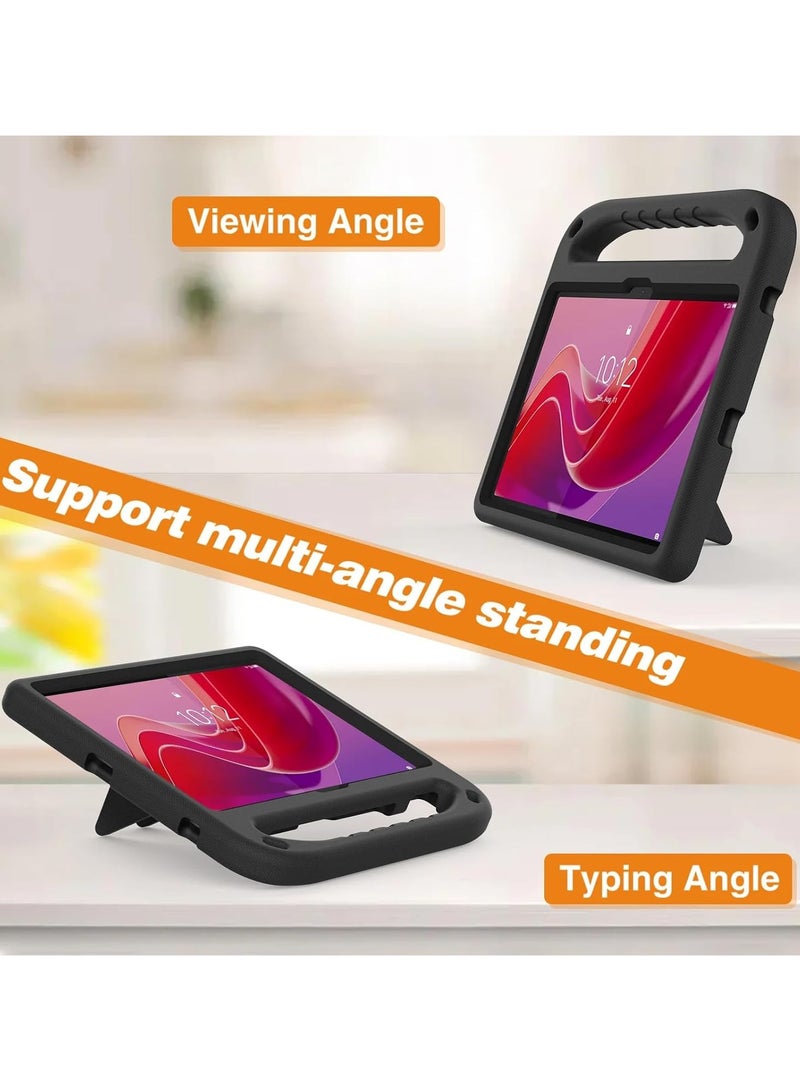 Compatible with Lenovo Tab 10.1 inch 2025 (TB-311FU/TB-311XU) Kids Tablet Case - EVA Lightweight Shockproof Dropproof Handle Kickstand Protective Cover (Black) - Image 5