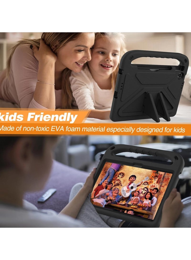 Compatible with Lenovo Tab 10.1 inch 2025 (TB-311FU/TB-311XU) Kids Tablet Case - EVA Lightweight Shockproof Dropproof Handle Kickstand Protective Cover (Black) - Image 4
