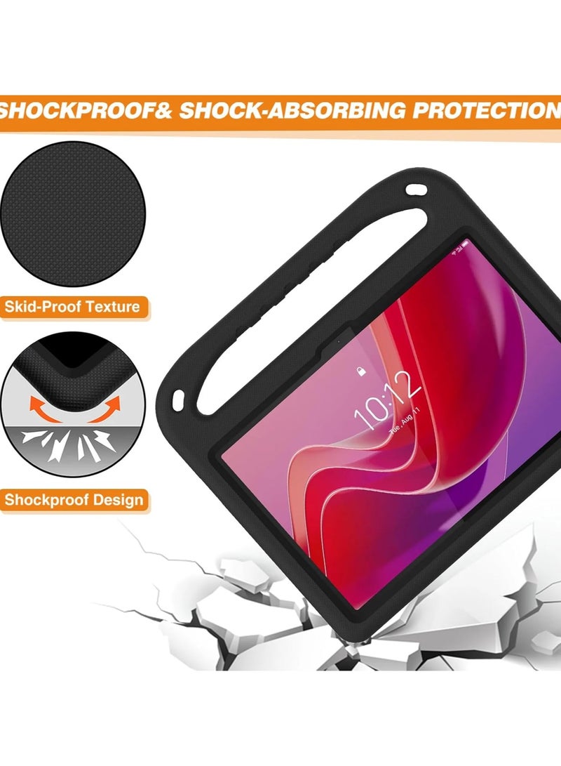 Compatible with Lenovo Tab 10.1 inch 2025 (TB-311FU/TB-311XU) Kids Tablet Case - EVA Lightweight Shockproof Dropproof Handle Kickstand Protective Cover (Black) - Image 2