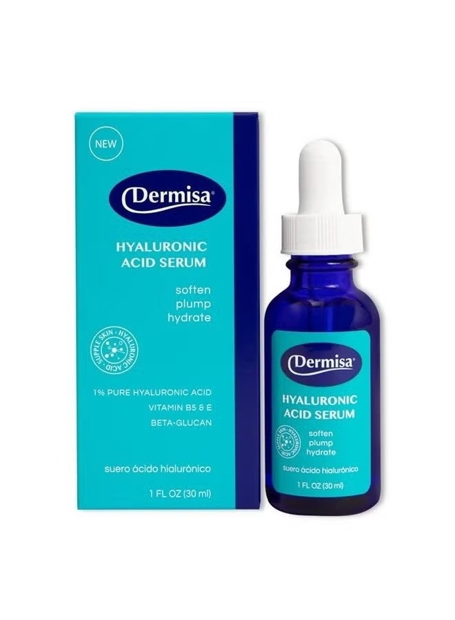 DERMISA Hyaluronic Acid Face Serum 1% Pure Hyaluronic Acid, Vitamin B5, Beta-Glucan | Intense Moisturizer For All Skin Types | Paraben & Fragrance-Free - Image 1