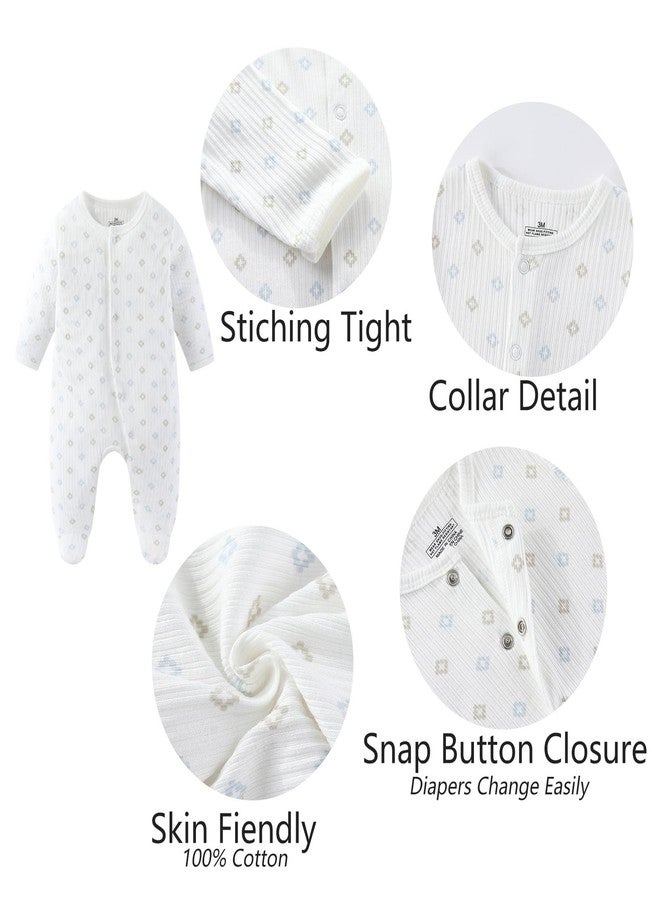 MAMIMAKA Baby Boy Girls Clothes Cotton Footed Jumpsuits Long Sleeve Newborn Caps and Scratch Mittens Set 0-6 Months - Image 5