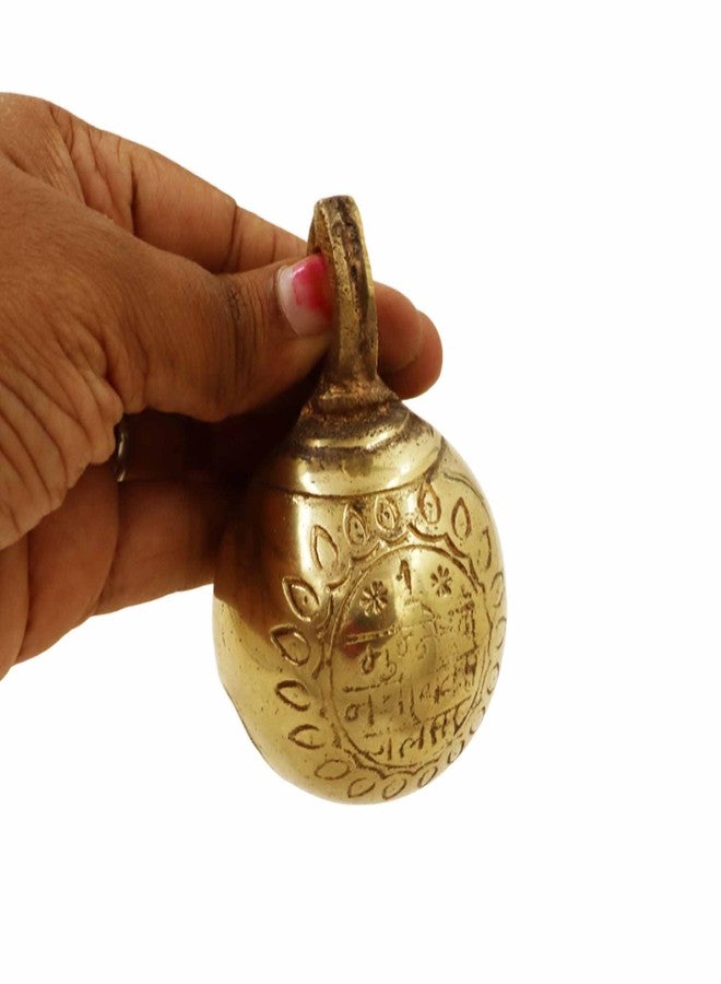 Putrika Traditional Brass Cow Bell for Door Hanging Decorative Bell Garden Bell Decorative Wall Hanging Home Wall Decor Indoor & Outdoor Decor[Weight: 250gm Dimension: 6cm*9cm]- Brass Cow Bell - Image 3