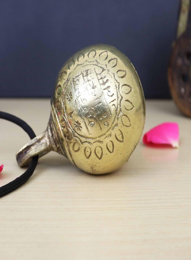 Putrika Traditional Brass Cow Bell for Door Hanging Decorative Bell Garden Bell Decorative Wall Hanging Home Wall Decor Indoor & Outdoor Decor[Weight: 250gm Dimension: 6cm*9cm]- Brass Cow Bell - Image 5