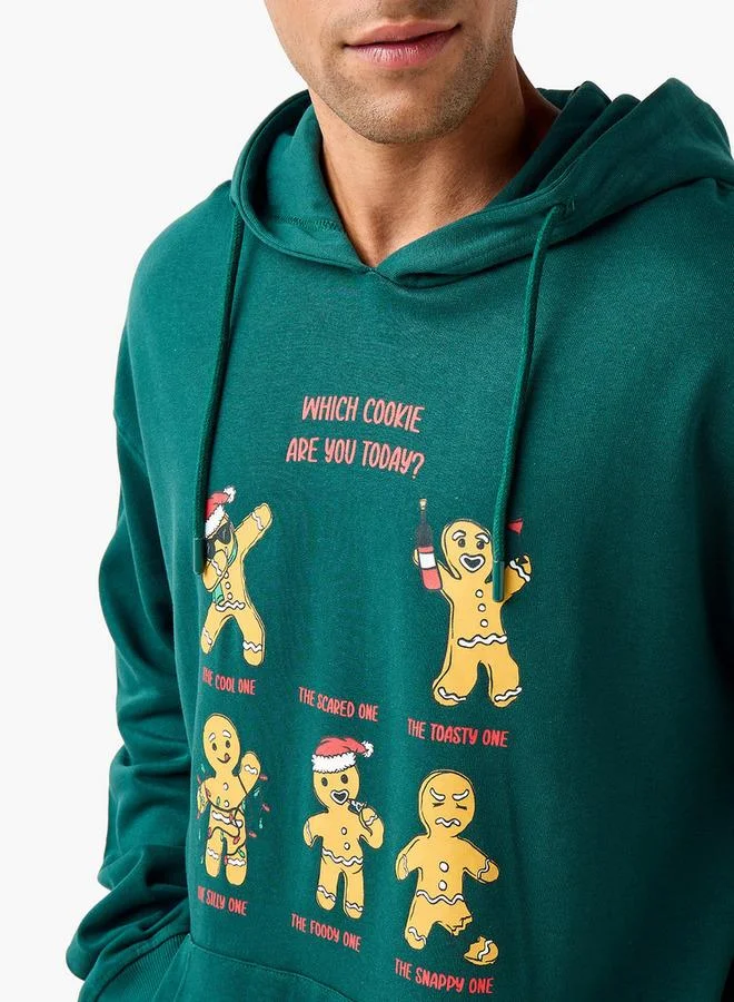 Splash FAV  Men Regular Fit Christmas Gingerbread Man Print Hoodie for Men | Best Price UAE