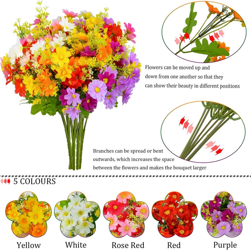 XONOR Artificial Cemetery Flowers Memorial Silk Daisy with Vase for Grave Headstone Decoration, Assorted Colors Daisy for Spring Summer Decoration - Image 2