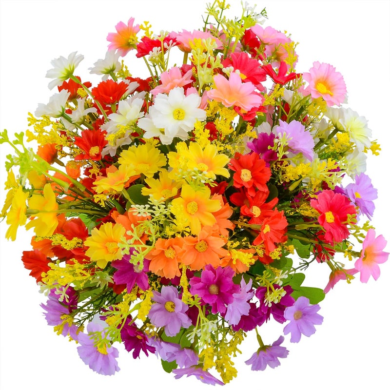 XONOR Artificial Cemetery Flowers Memorial Silk Daisy with Vase for Grave Headstone Decoration, Assorted Colors Daisy for Spring Summer Decoration - Image 3