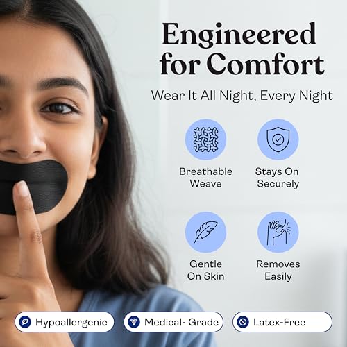 Awesome Mouth Tape for Sleeping – Stops Snoring n Mouth Breathing, Nasal Breathing, CDSCO Approved, Medical-Grade, Hypoallergenic, Skin-Friendly, 30 Strips - AWESOME Mouth Tape (pack of 1) - Image 5