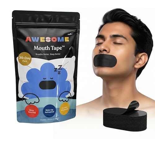 Awesome Mouth Tape for Sleeping – Stops Snoring n Mouth Breathing, Nasal Breathing, CDSCO Approved, Medical-Grade, Hypoallergenic, Skin-Friendly, 30 Strips - AWESOME Mouth Tape (pack of 1) - Image 1