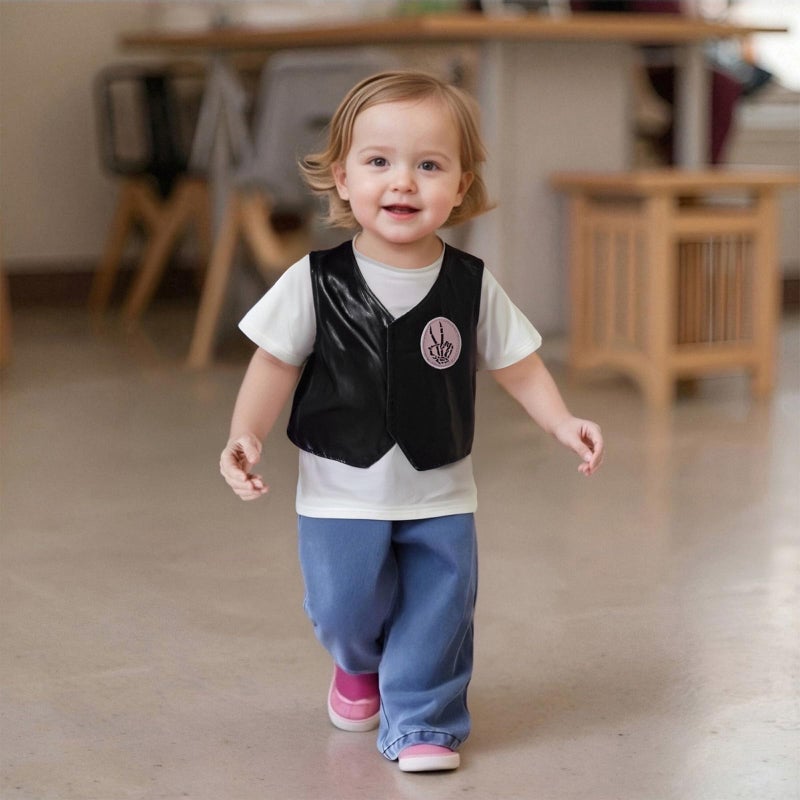 Bagilaanoe Toddler Baby Boy Girl 2nd Birthday Outfit Bad Two The Bone Letter Printed Vest Sleeveless Tops Jacket Waistcoat (Black, 2-3 Years) - Image 2