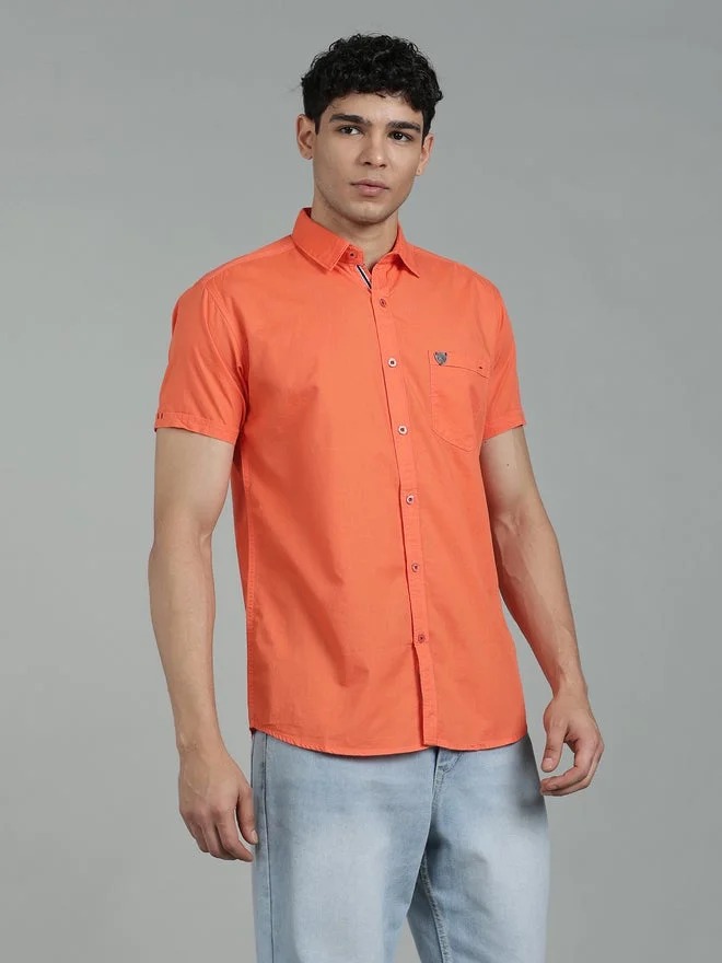 Kuons Avenue  KUONS AVENUE Men Peach Linen Blend Short Sleeve Shirt for Men | Best Price UAE