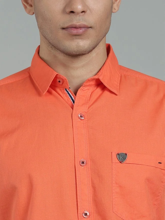 Kuons Avenue  KUONS AVENUE Men Peach Linen Blend Short Sleeve Shirt for Men | Best Price UAE