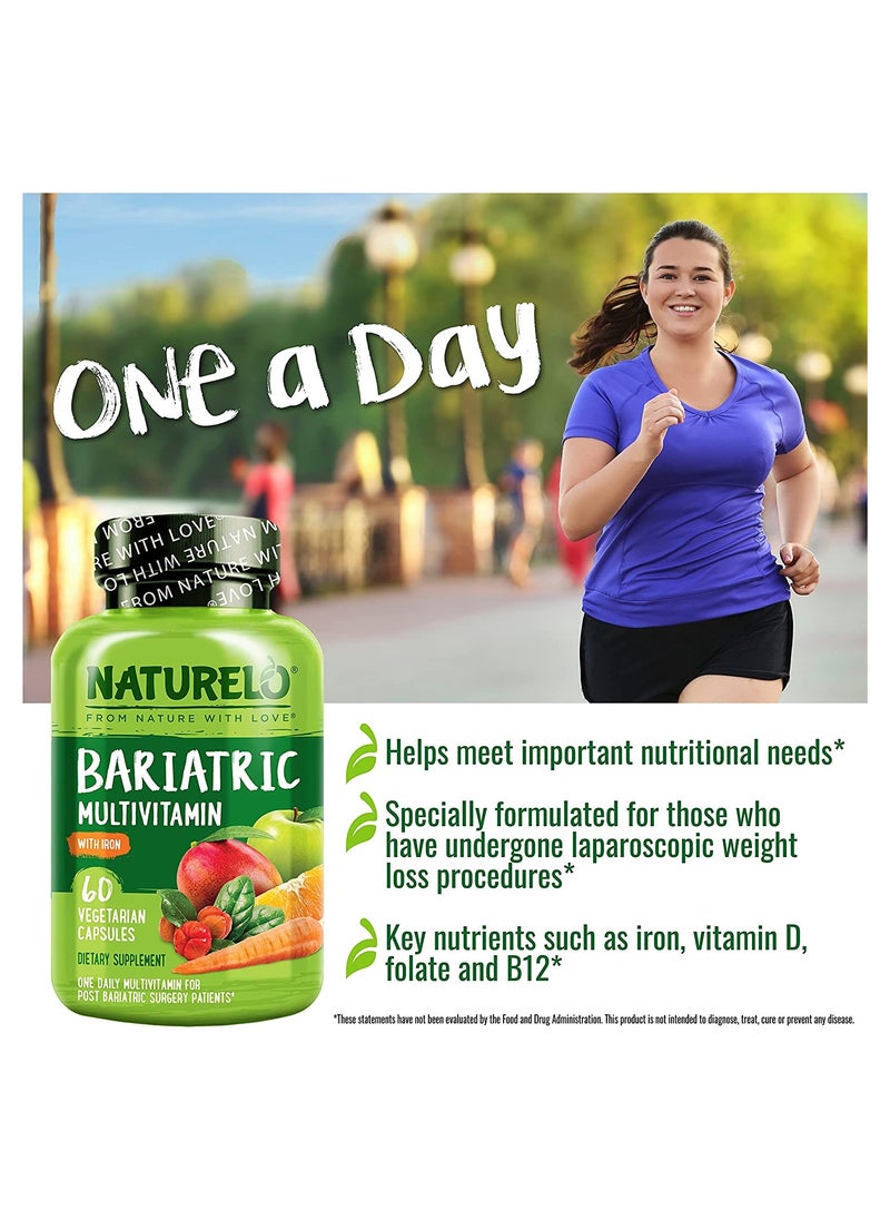 NATURELO - Bariatric Multivitamin with Iron 60 Vegetaian Capsules Dietary Supplements One Daily Multivitamin For Post Bariatric Surgery Patients - Image 1
