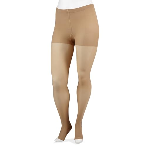 Juzo Soft 2001 Pantyhose 20-30mmhg Open Toe Compression Hose, Beige, 2 (II) Regular - Image 1