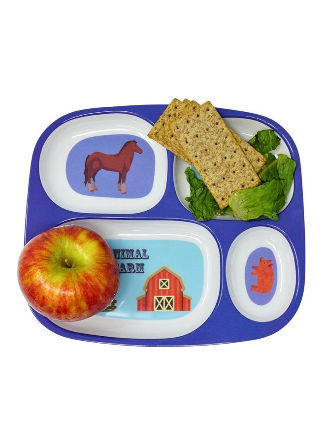 4E's Novelty 4 Melamine Dinner Plate For Kids Boys Plastic Mealtime Divided Plates Dinnerware Dishes Set For Picky Eaters Bpa Free Construction Dinosaur Firefighter Farm Animal  - Image 5