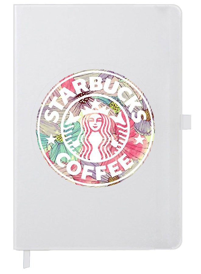 Theodor دفتر ملاحظات مصمم بحجم A5 غلاف سميك أبيض بألوان ستاربكس - Image 1