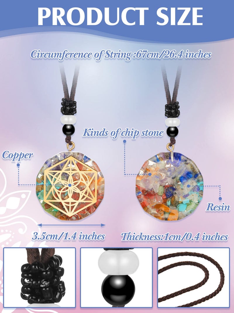 MTLEE 5-Piece Chakra Necklace Set: Orgonite Crystal Pendants, Healing Energy, Unisex-Adults, Elegant, 1.38 Inches - Image 2