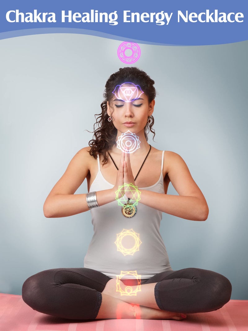 MTLEE 5-Piece Chakra Necklace Set: Orgonite Crystal Pendants, Healing Energy, Unisex-Adults, Elegant, 1.38 Inches - Image 5