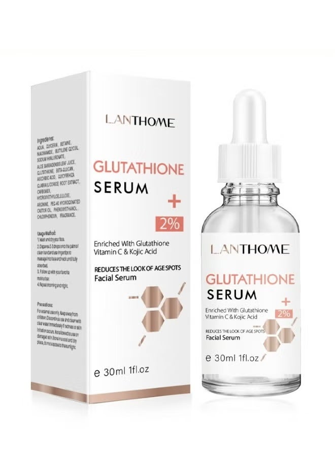 Lanthome Glutathione Serum, Glutathione White Serum, Enriched with Glutathione Vitamin C& Kojic Acid, Hydrating Moisturizing Brightening Skin Reduces Fine Lines & Wrinkles, Dark Spot Remover Face Serum - Image 1