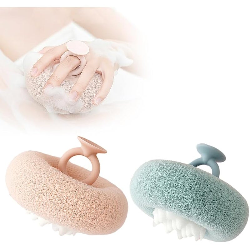 Fauppt Super Soft Sunflower Suction Cup Bath Ball,2025 Upgraded Sunflower Bath Ball Bath Accessories for Women,Exfoliating Bath Sponge Mesh Shower Body Sponge for Home Use (Pink+Green) - Image 1