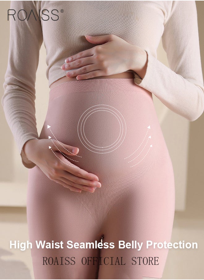 roaiss - Comfortable and Supportive Maternity Leggings for Plus Size Women High Waisted Seamless Design with Belly Support Anti Slip Features Relieves Waist Pressure Elastic and Skin Friendly Fabric - Image 1