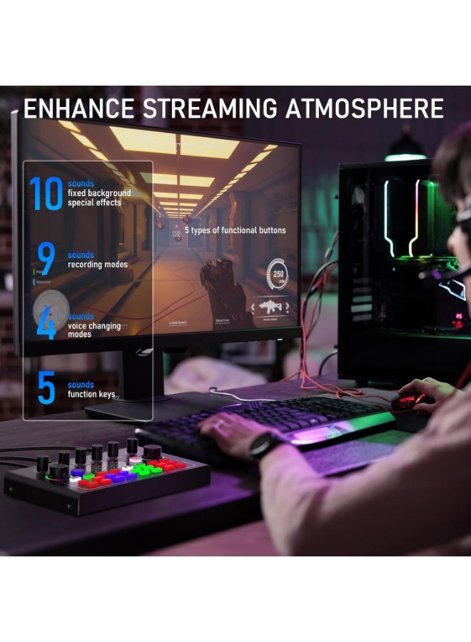 F009 Live Sound Card Audio Interface – USB Podcast Audio Mixer with Bluetooth, Voice Changer & DSP Effects - Image 3