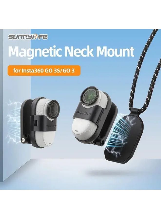 Black Magnetic Neck Mount Holder For Insta360 GO 3S GO 3 Body Camera Vlog Accessory - Image 2