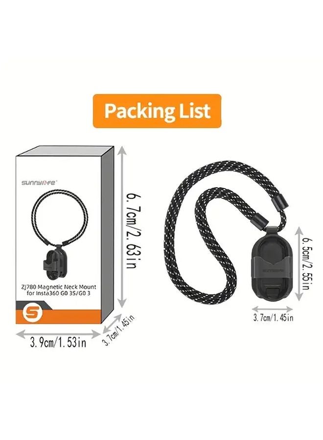 Black Magnetic Neck Mount Holder For Insta360 GO 3S GO 3 Body Camera Vlog Accessory - Image 3