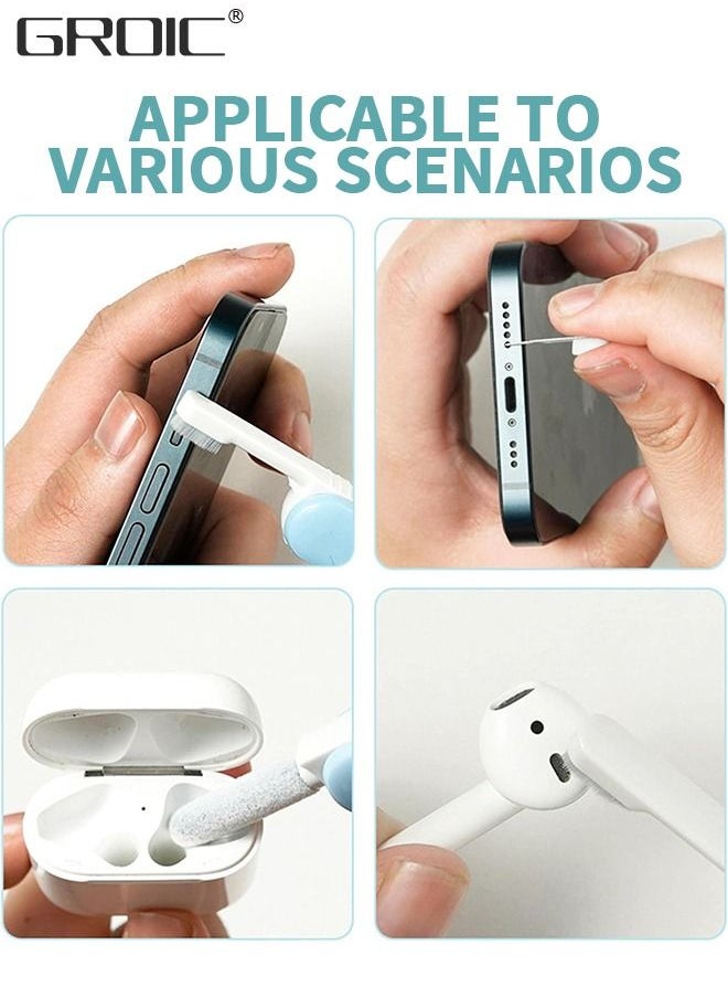 GROIC - Cleaner Kit with Pin for Retrieving Card for Airpods 3 in 1 Multi-Function Airpods Cleaning Kit with Soft Brush Cleaner Flocking Sponge with SIM Card Storage for Bluetooth Earphones Cleaning Pen for M - Image 1