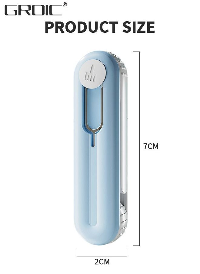 GROIC - Cleaner Kit with Pin for Retrieving Card for Airpods 3 in 1 Multi-Function Airpods Cleaning Kit with Soft Brush Cleaner Flocking Sponge with SIM Card Storage for Bluetooth Earphones Cleaning Pen for M - Image 1
