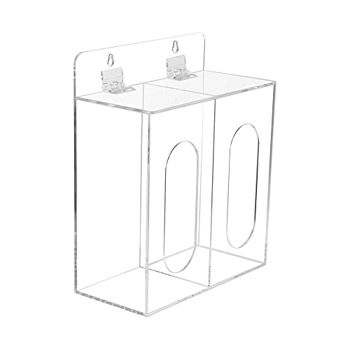 Aphbrada Acrylic Mask and Gloves Dispenser Holder with Lid, Wall Mount Double Dispenser Hoder for Face Mask, Hairnet, Shoe Cover, Bouffant Cap - Can Hang on The Wall and Stand on The Table (Clear) - Image 5