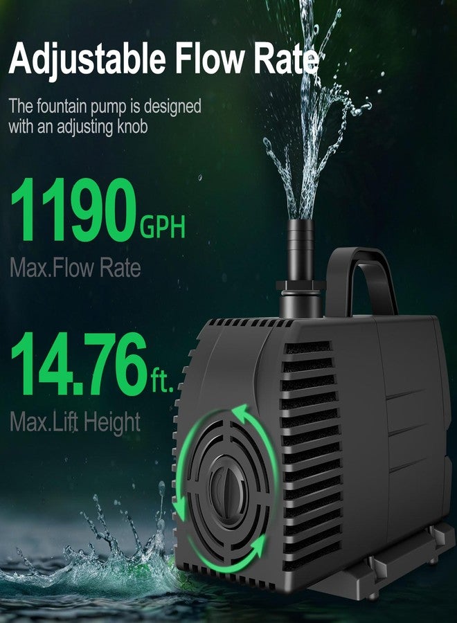 Longrun 1200GPH Submersible Water Pump(4500L/H 75W), Ultra Quiet Water Fountain Pump with 14.76ft High Lift, 3 Nozzle for Fish Tank, Pond, Aquarium, Statuary, Hydroponics - Image 2