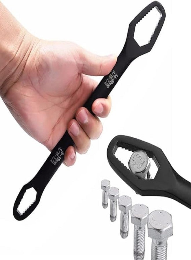 REDUCK 2PCS Multifunctional Double-Ended Adjustable Wrench Set - Self-Tightening Universal Torx Spanner Tools (3-17mm & 8-22mm) for Screws, Nuts & Bolts - Durable Black Wrench Set for Various Applications - Image 2