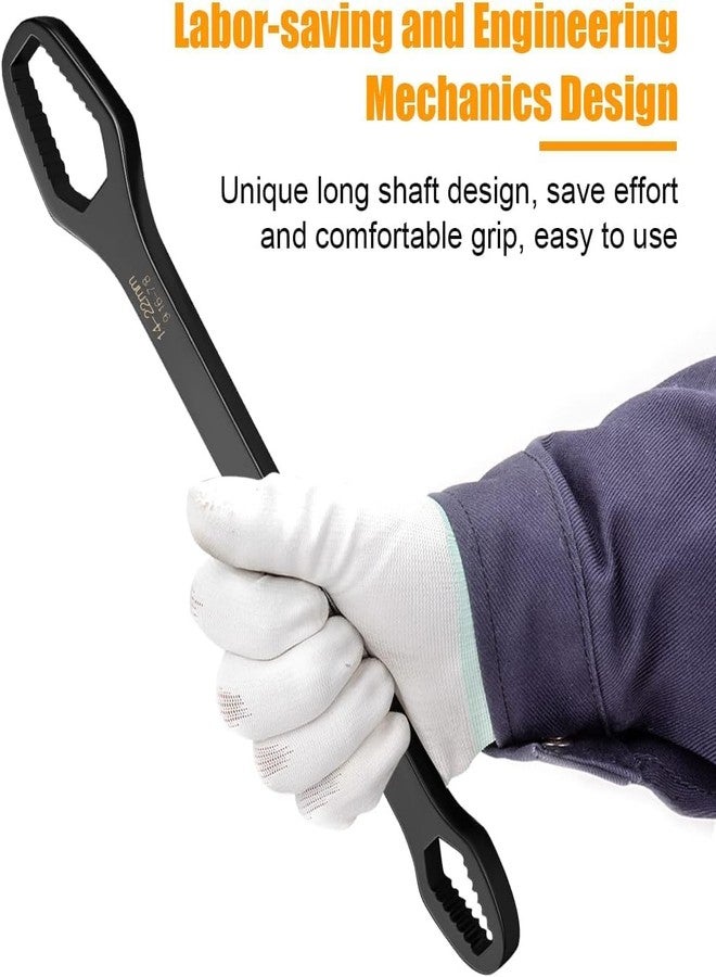REDUCK 2PCS Multifunctional Double-Ended Adjustable Wrench Set - Self-Tightening Universal Torx Spanner Tools (3-17mm & 8-22mm) for Screws, Nuts & Bolts - Durable Black Wrench Set for Various Applications - Image 5