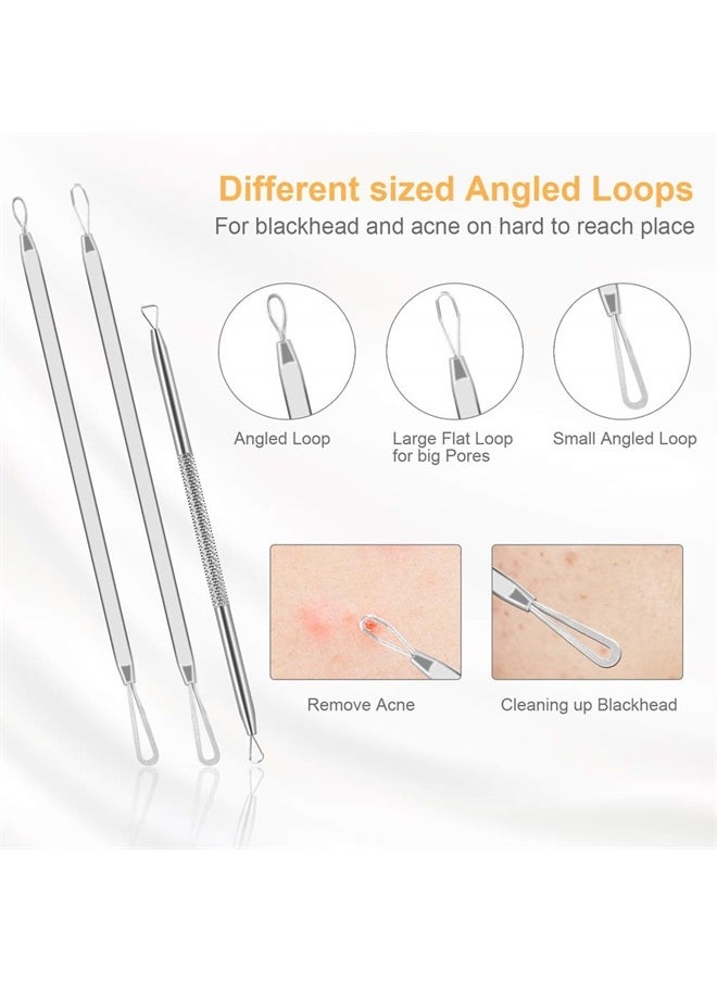 Pimple Popper Tool Kit, UUBAAR 9 PCS Blackhead Remover Tools with Tweezers, 16-Heads Professional Acne Zit Popper Extraction Tools, Whitehead Comedone Pimple Popping Extractor Kit for Facial Nose