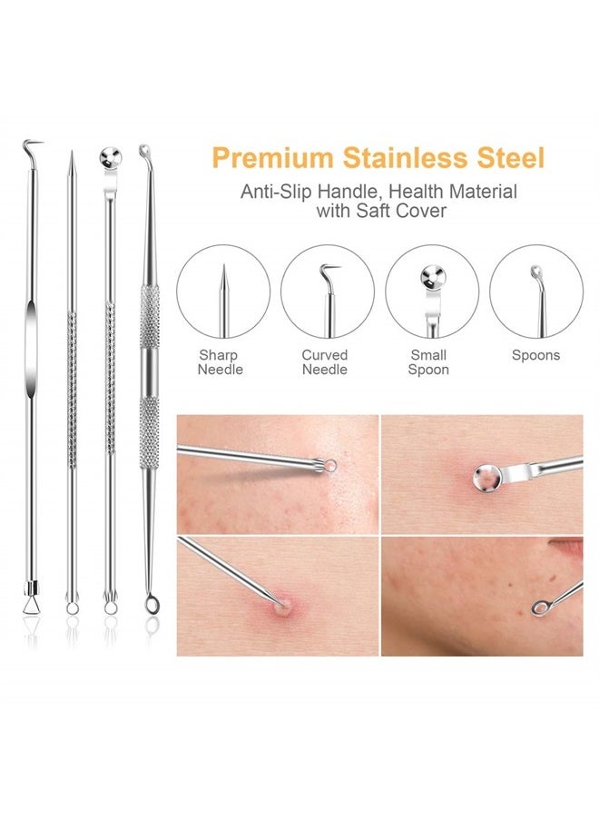 Pimple Popper Tool Kit, UUBAAR 9 PCS Blackhead Remover Tools with Tweezers, 16-Heads Professional Acne Zit Popper Extraction Tools, Whitehead Comedone Pimple Popping Extractor Kit for Facial Nose