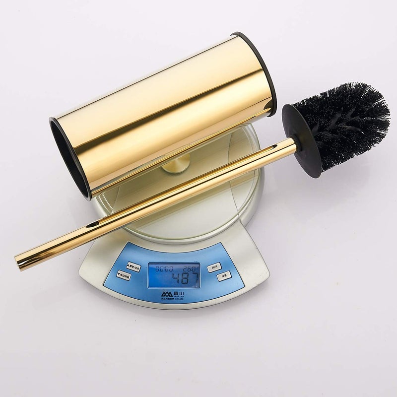 BGL Toilet Brush Holder Gold, Stainless Steel 304 Gold Round Freestanding Toilet Bowl Brush and Holder for Bathroom - Image 5