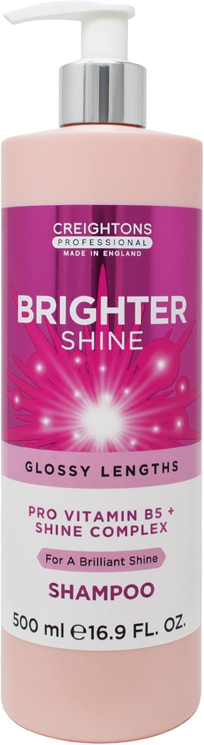 Creightons Professional Brighter Shine Shampoo 500ml Gloss with Pro Vitamin B5 Shine Complex for a Brilliant Finish Boosts Hair Gloss Softness Radiance