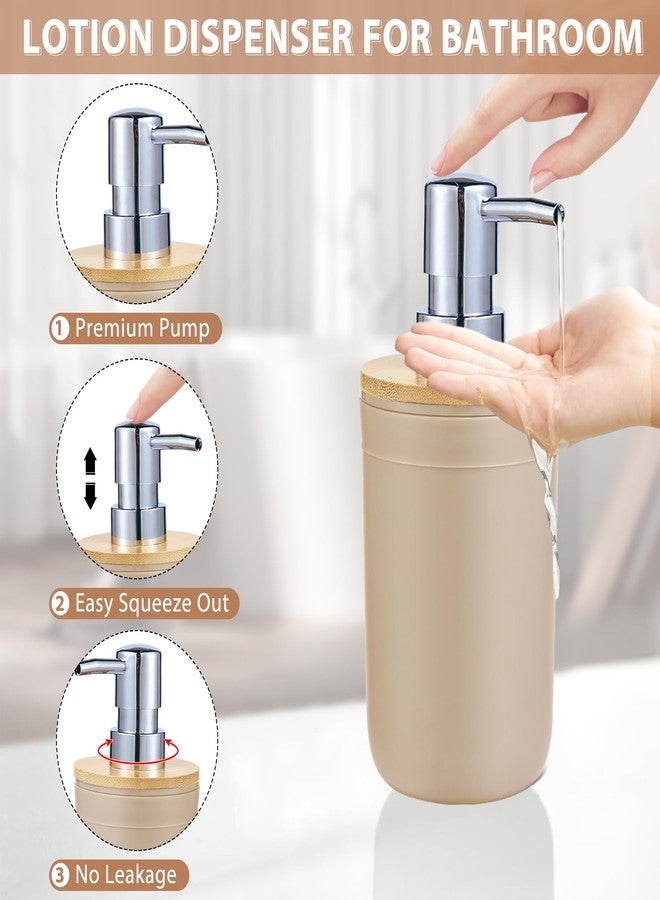 iMucci Bathroom Accessories Set 5Piece Beige Bathroom Sets, Toothbrush Holder, Toothbrush Cup, Lotion Soap Dispenser, Soap Dish and Qtip Holder Bathroom Decor - Image 2