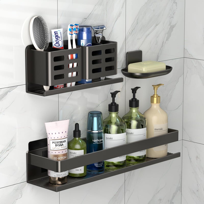 YESENT Shower Caddy,Shower Shelf 3 Pack - Bathroom Shower Shelf Rust-Proof Aluminum Adhesive Installation No Drilling Required, Suitable for Bathroom Storage and Home Decoration - Image 1