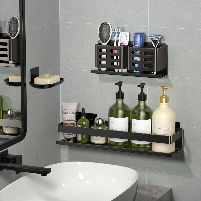 YESENT Shower Caddy,Shower Shelf 3 Pack - Bathroom Shower Shelf Rust-Proof Aluminum Adhesive Installation No Drilling Required, Suitable for Bathroom Storage and Home Decoration - Image 3