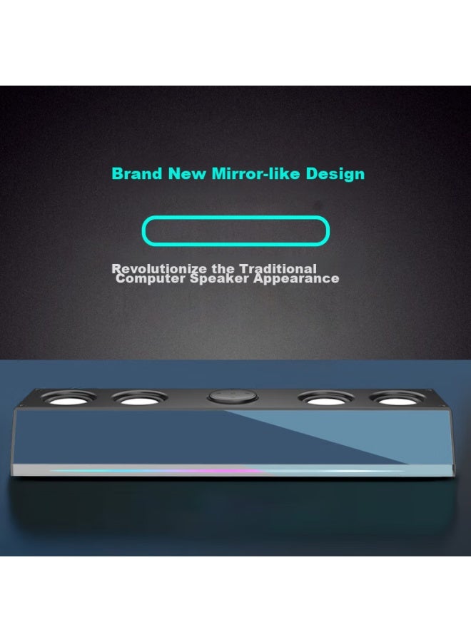 SOAIY Computer Speakers Sh18 Bluetooth Long Bar Speaker For Home, Desktop, Low-frequency Subwoofer, Multimedia, Gaming, E-sports, With Colorful Lights, Standard White Version - Image 2