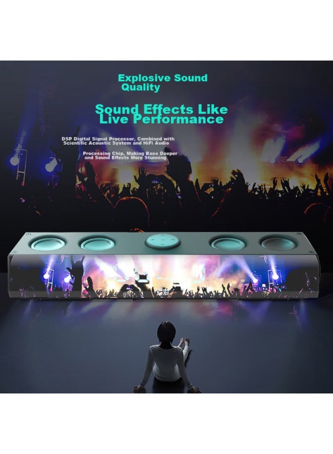 SOAIY Computer Speakers Sh18 Bluetooth Long Bar Speaker For Home, Desktop, Low-frequency Subwoofer, Multimedia, Gaming, E-sports, With Colorful Lights, Standard White Version - Image 1