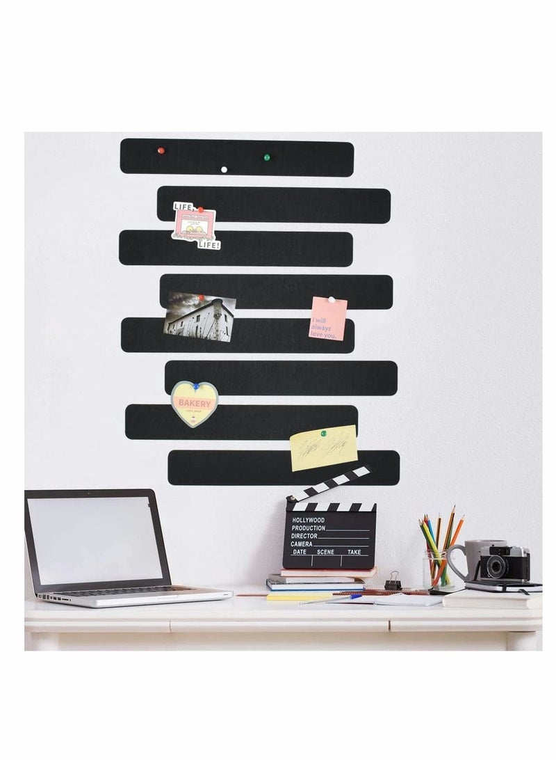 Excefore 8 Pcs Black Felt Pin Board Bar Strips with 35 Pushpins  - Image 3