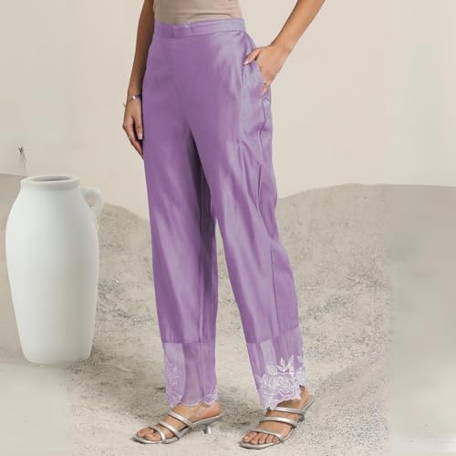SHIENZY Women's Embroidered Kurta Set with Dupatta || Elegant Floral Suit Set for Women || Ethnic Wear for Girls || Stylish Kurti Pant Set with Dupatta (1672_LP_S) Lilac Purple - Image 4