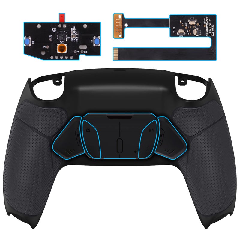 eXtremeRate Black Rubberized Grip Programable RISE4 Remap Kit for PS5 Controller BDM010 BDM020 Models Upgrade Board Redesigned Back Shell 4 Back Buttons for PS5 Controller - Image 2
